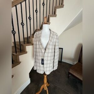NWT BOSS Hutson Slim Fit Plaid Sport Coat / Blazer – Size 46R Italian